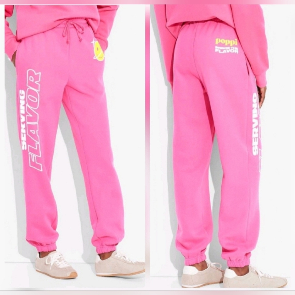 NEW! Poppi Pink Graphic Joggers Size L